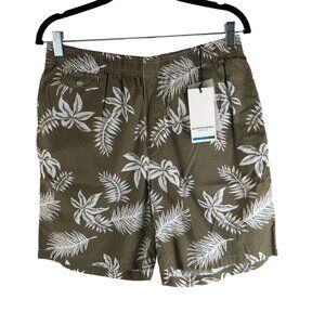 Scotch & Soda Mens Loose Fit Cotton Olive Green Floral Print Bermuda Shorts M